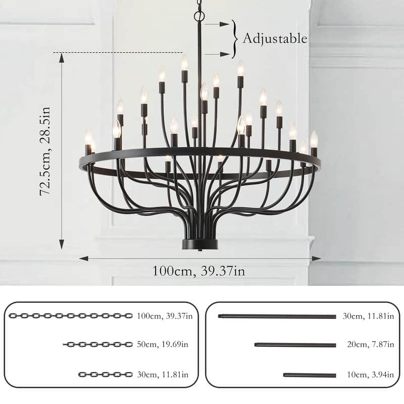 Modern Farmhouse Candle Chandelier Black Large Wagon Wheel Chandeliers