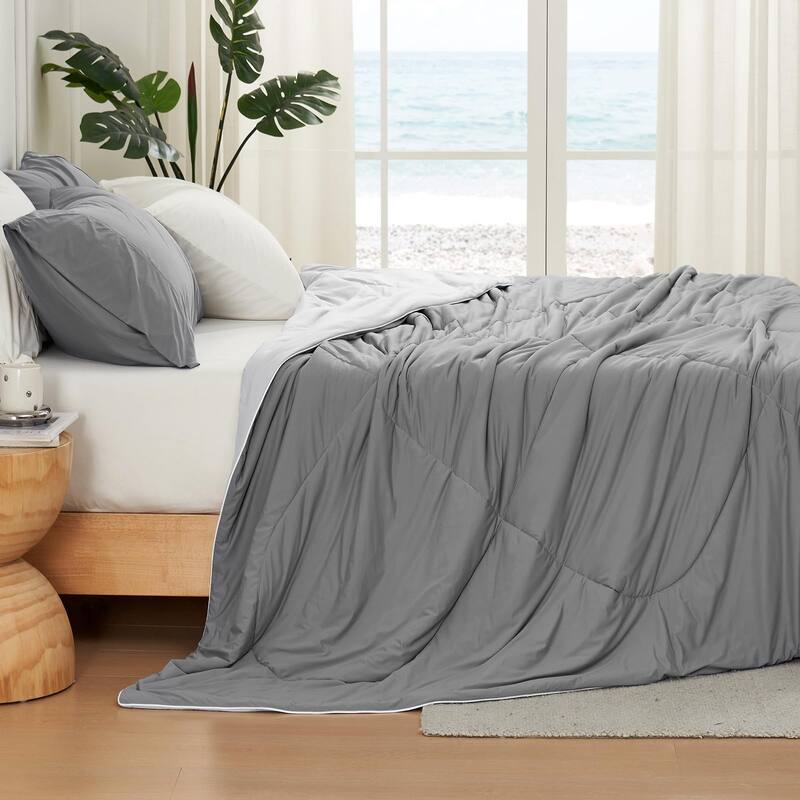 Dual-Sided Cooling Comforter Queen, Lightweight Cooling Blanket, Breathable Silk Smooth Summer Comforter for Hot Sleepers