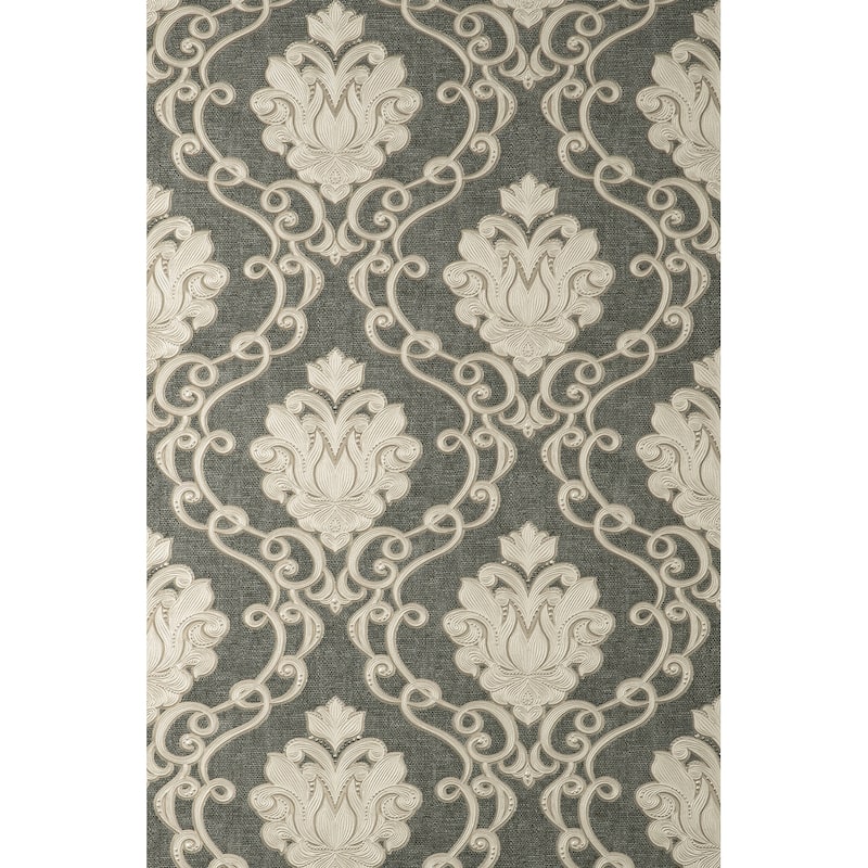 Fine Decor Florentine Charcoal Damask Wallpaper
