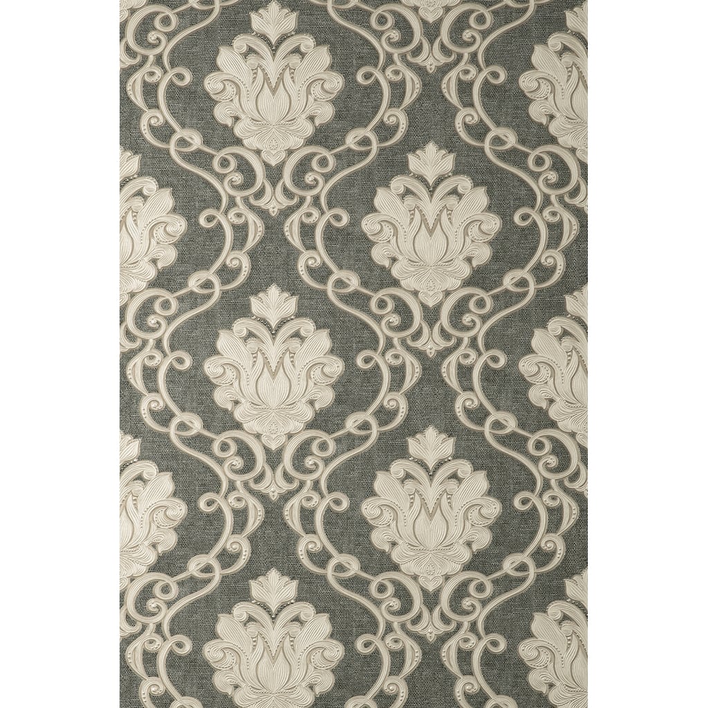 Fine Decor Florentine Charcoal Damask Wallpaper