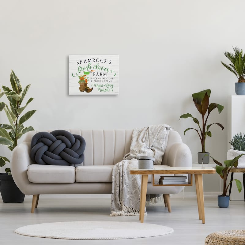 Stupell Shamrock Clover Farm Typography Sign Grainy Pattern Canvas Wall Art Design By Lux + Me Designs