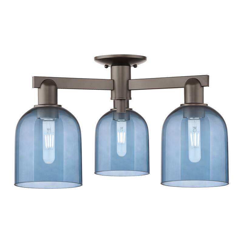 Innovations Lighting Endless Possibilities Arcadia - Bella - 3 Light 23" Semi-Flush Mount - Blue/Oil Rubbed Bronze