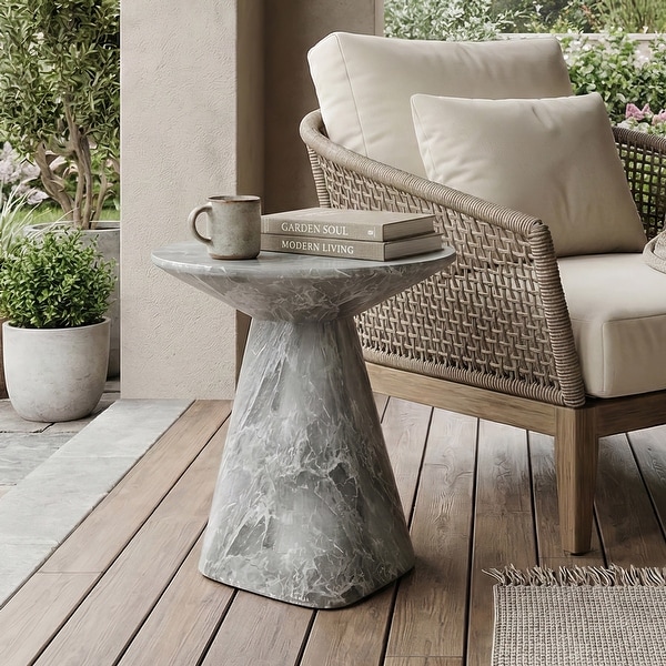 Furniture of America Karvyn Modern 18-inch Natural Stone Geometric