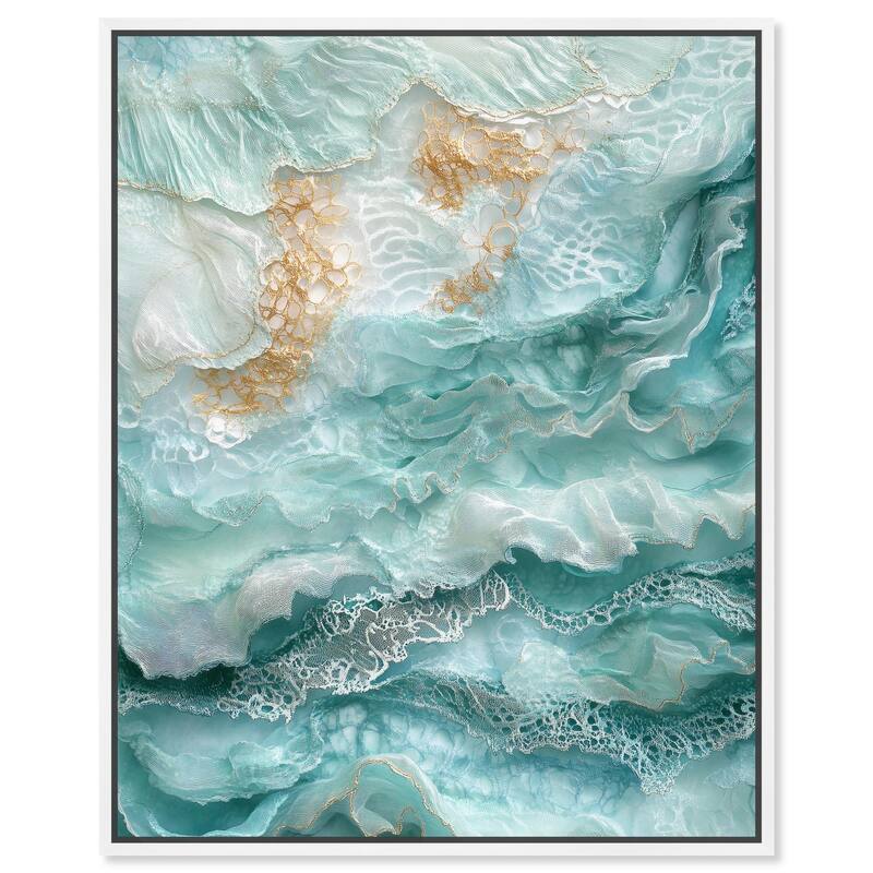 Teal Tiered Turbulence Canvas by Art Remedy - White - 30" x 36"
