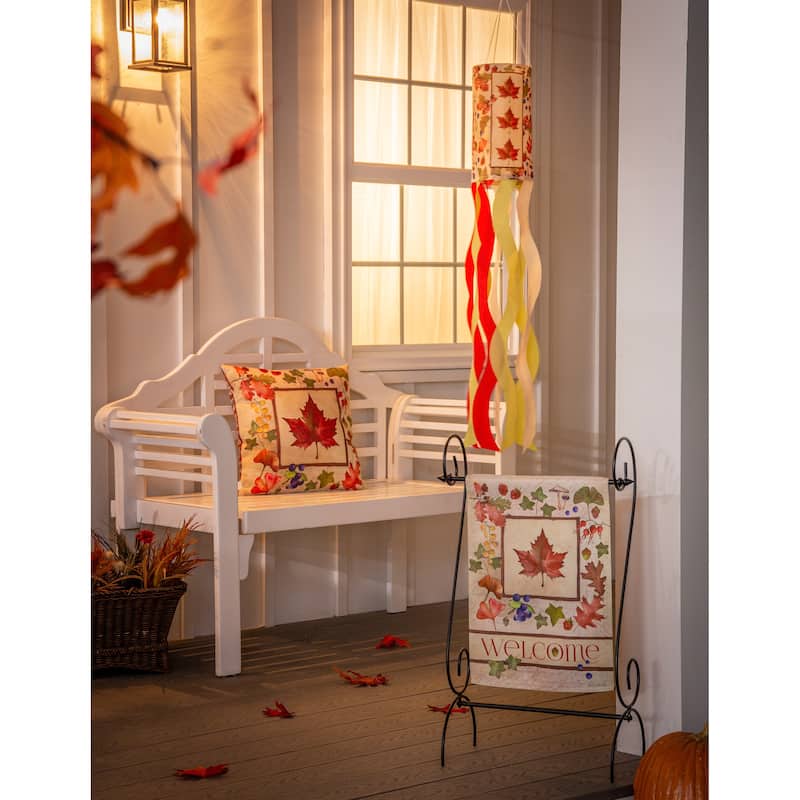 Welcome Fall Leaf Suede Garden Flags