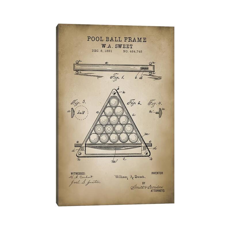 iCanvas "Billiard III" by PatentPrintStore Canvas Print