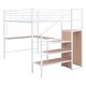 preview thumbnail 11 of 28, Artsy Full Size Metal Loft Bed with Desk and Metal Grid, Stylish Metal Frame Bed with Lateral Storage Ladder and Wardrobe, White