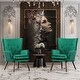 preview thumbnail 12 of 18, Modern Upholstered Velvet Wingback Accent Arm Chair, Set of 2 - 36.6" H x 28" W x 28.4" D