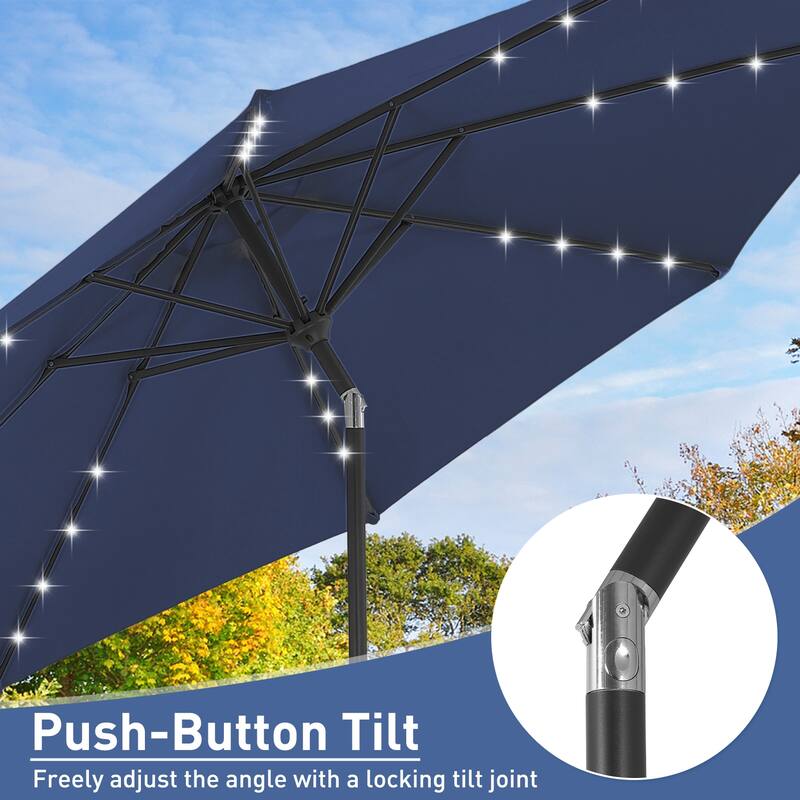 Ainfox 10ft Patio Umbrella with Lights Outdoor Solar Umbrella