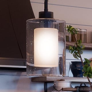 Luxury Contemporary Pendant Light, 10"H x 5.875"W, with Modern Farmhouse Style, Charcoal Finish by Urban Ambiance