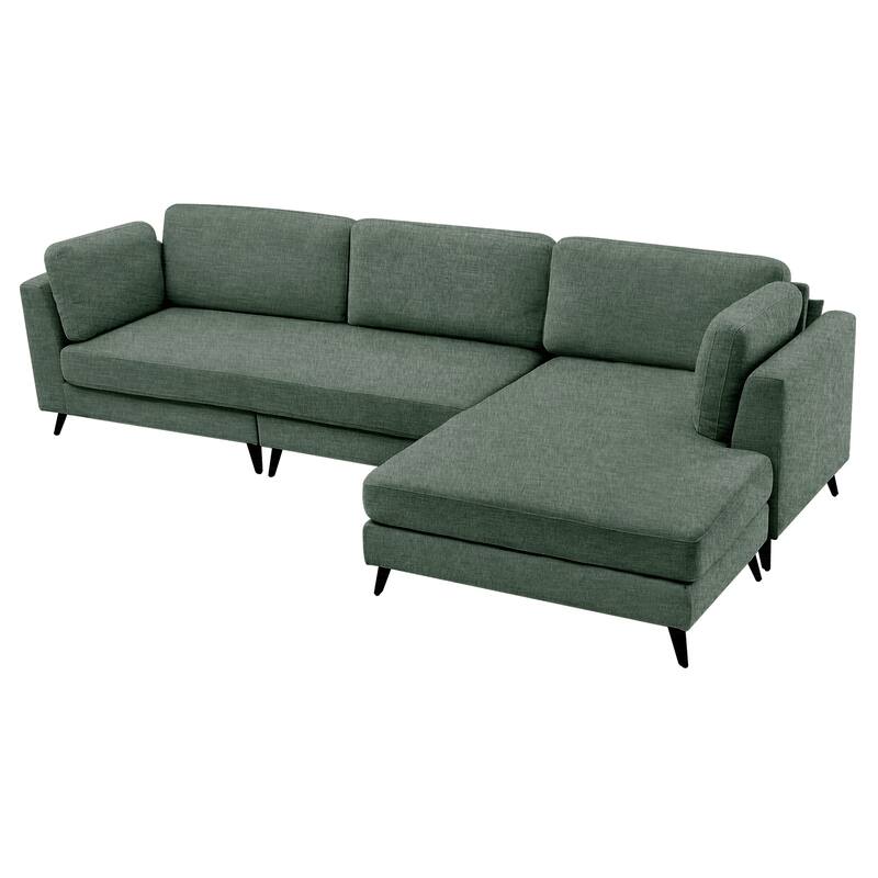 120" 3 Seater Chenille Upholstered Modular Sectional Sofa With Chaise Lounge