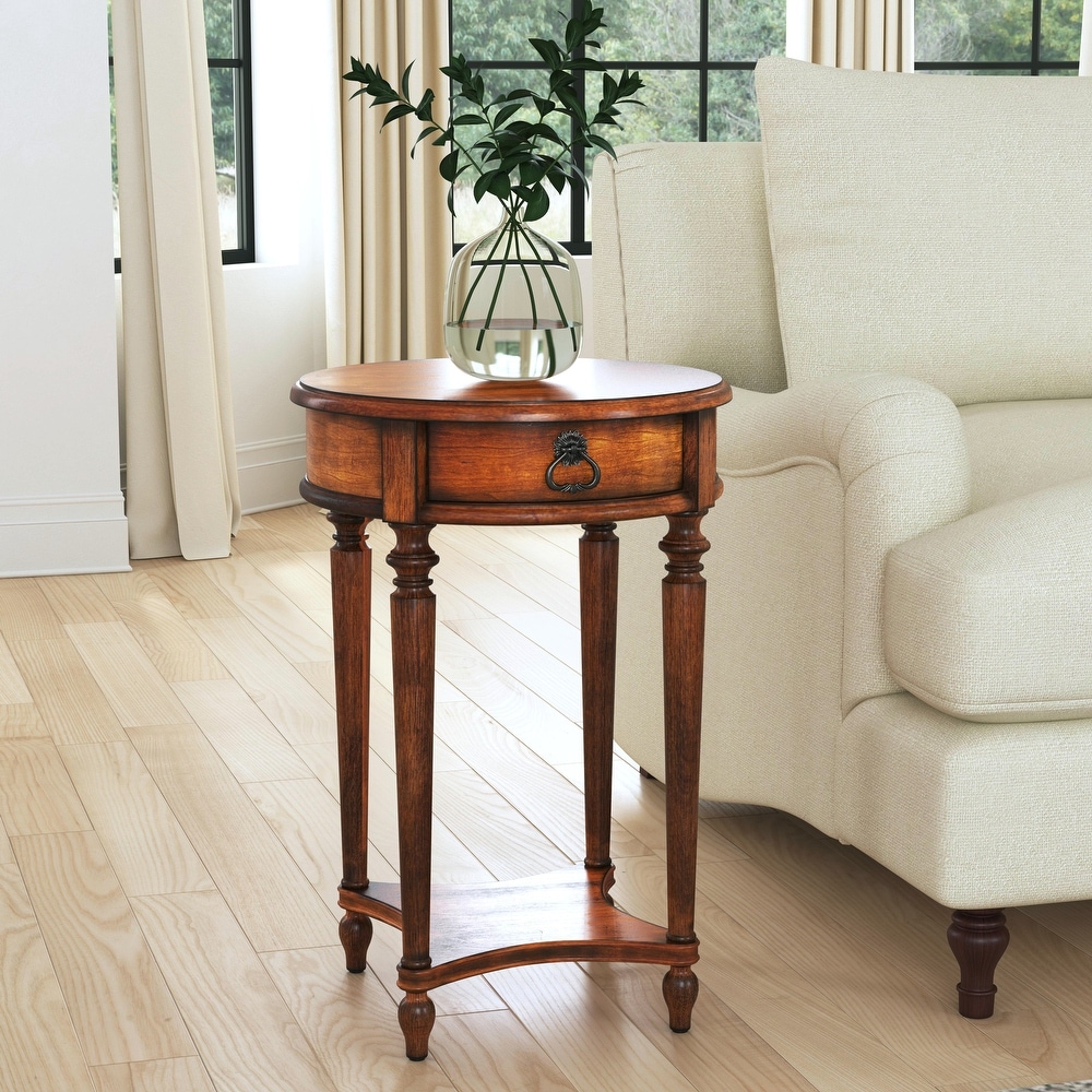 Round cherry shop end table