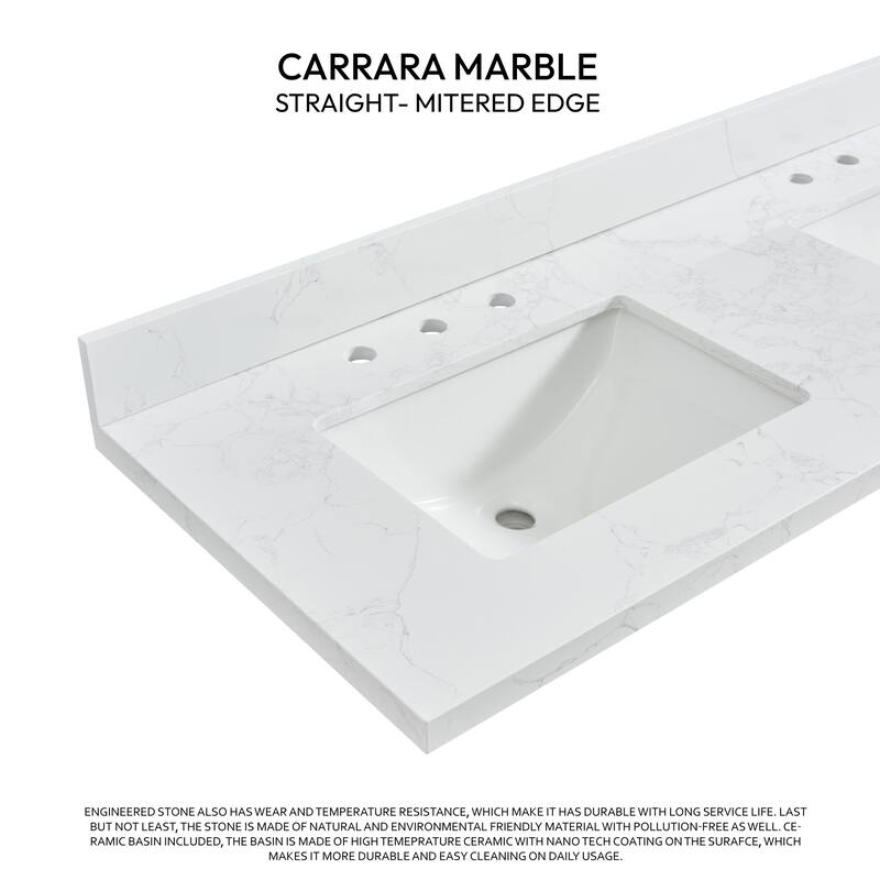 Jaen Composite Stone Vanity Top with White Rectangular Sink