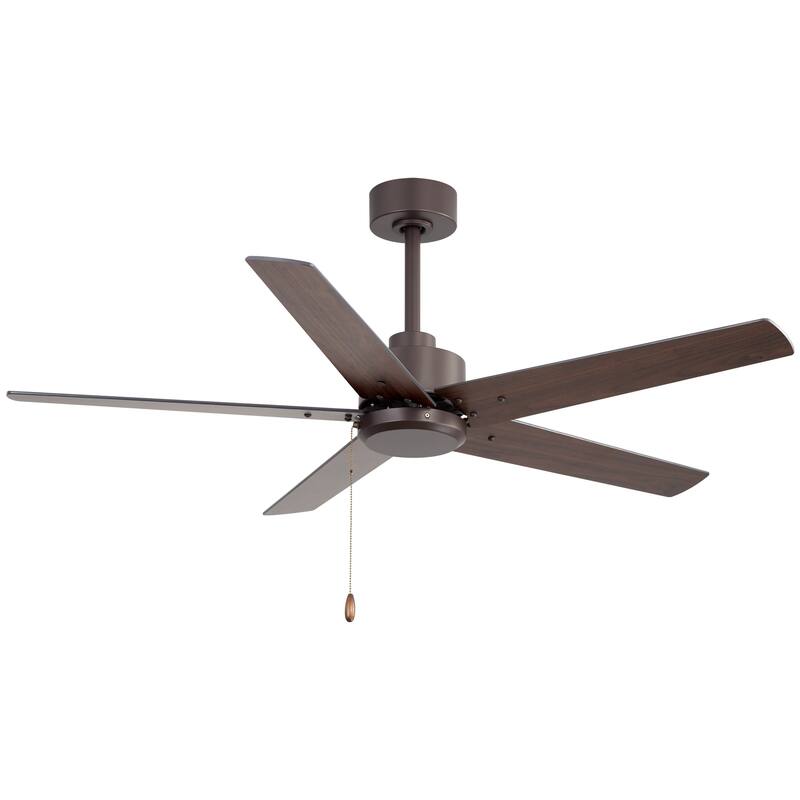 52" Indoor Traditional 5-Blade Ceiling Fan No Light with Pull Chain
