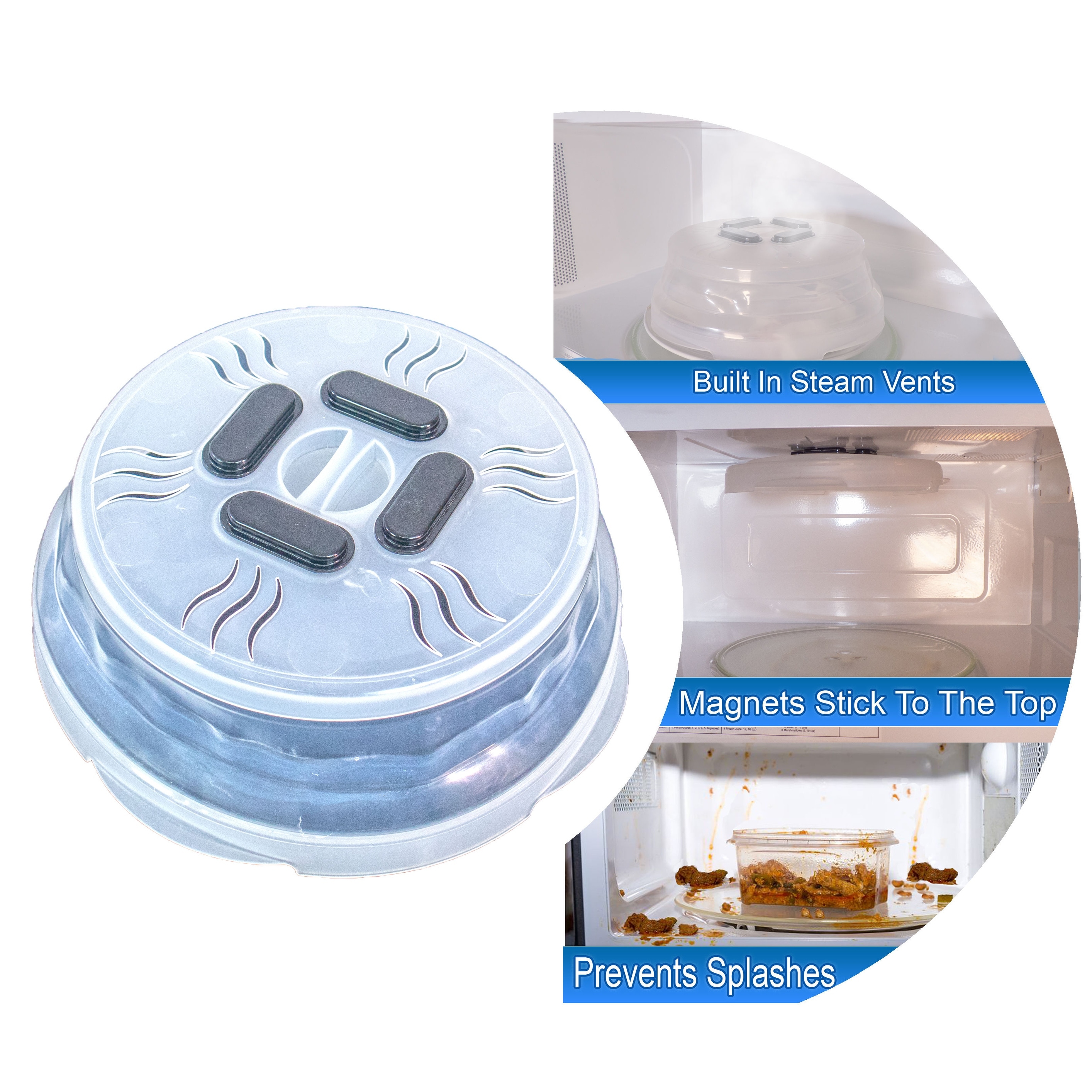 Clear Magnetic Microwave Cover With Steam Vents - Anti-splatter