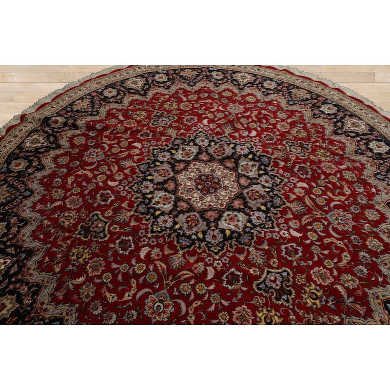 8'2''x8'2'' Round Hand Knotted Wool Red Traditional Oriental Area Rug - 8' 2'' x 8' 2''-Round