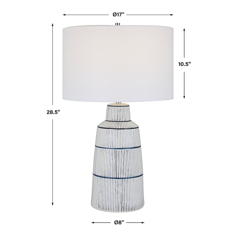 Uttermost Breton Nautical Stripe Table Lamp - 29"H,   Shade 11"H x 17"Dia.