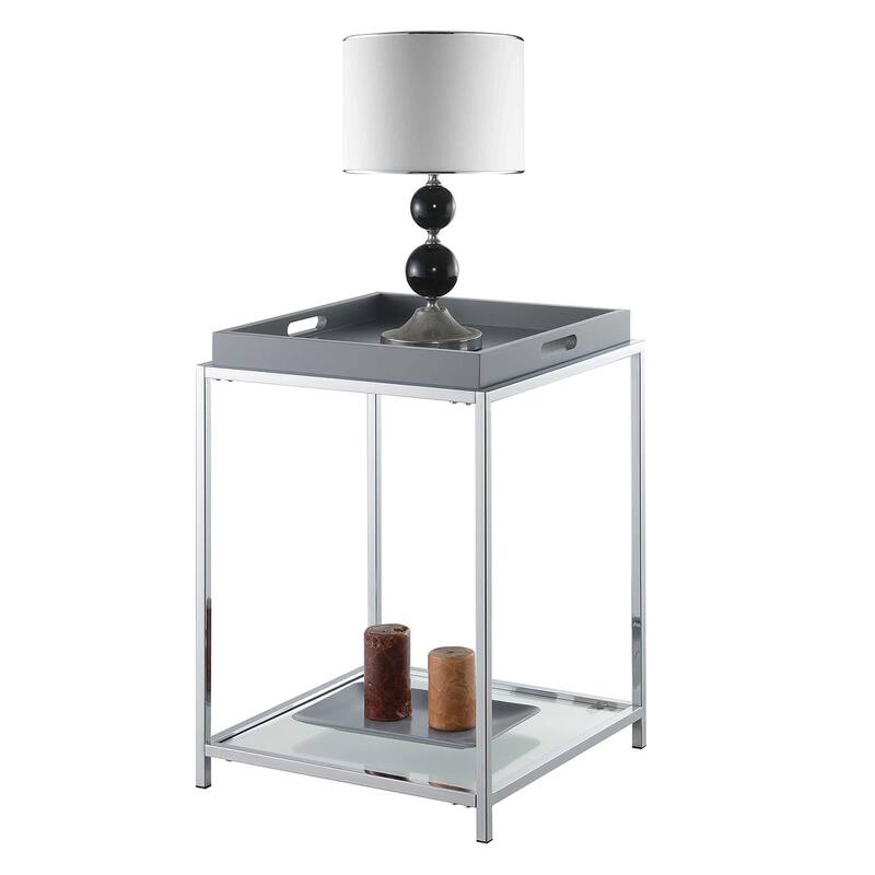 Convenience Concepts Palm Beach End Table with Shelf and Removable Trays