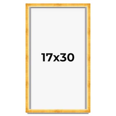 17x30 Shadow Box Frame Gold | 1.625 Inches Deep Real Wood Traditional