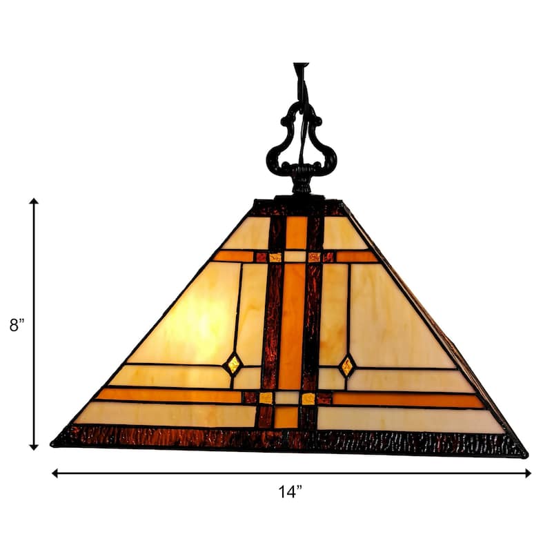 Tiffany Style Mission 2-light Hanging Lamp Amora Lighting