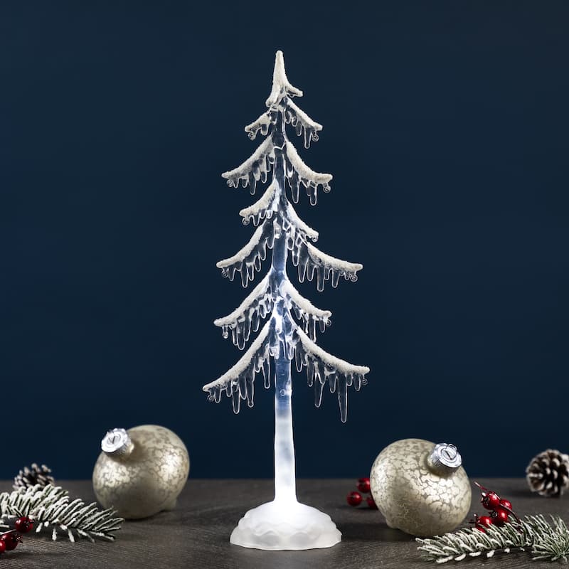 LED Lighted Acrylic Icicle Tree Christmas Decoration - 14"
