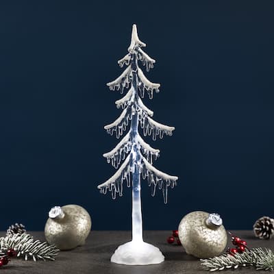 LED Lighted Acrylic Icicle Tree Christmas Decoration - 14"