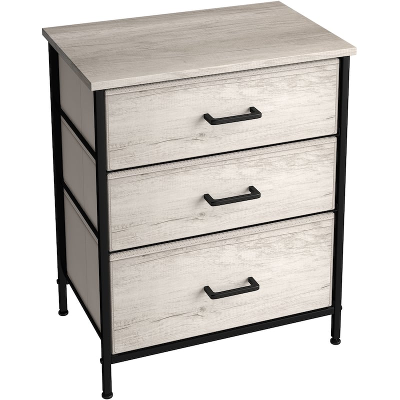 Nightstand 3-Drawer Shelf Storage - Bedside Furniture End Table Chest