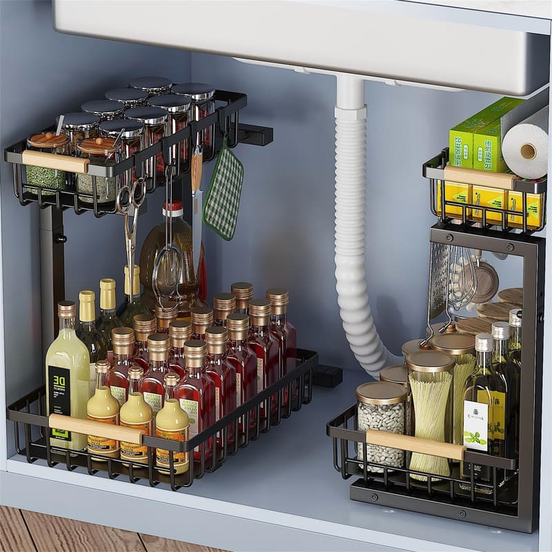 2 Pack Under Sink Organizer - ‎15.75 x 11.81 x 16.14 - Black - ‎15.75 x 11.81 x 16.14