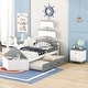 preview thumbnail 17 of 26, Twin Size Boat-Shaped Platform Bed with Trundle & Nightstands