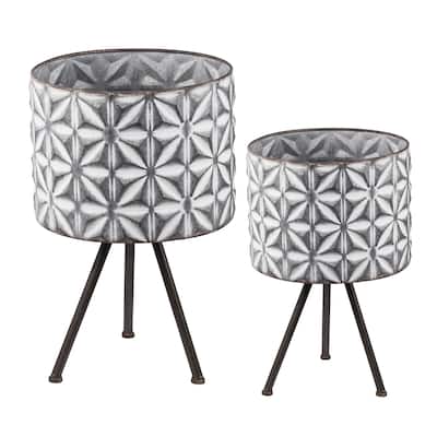Set of 2 Metal Planter Stand