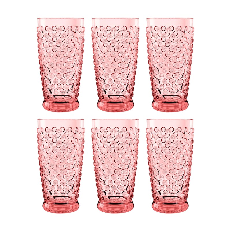 Abode Homewares Hobnail Jumbo, 20 oz. Set of 6 - Pink