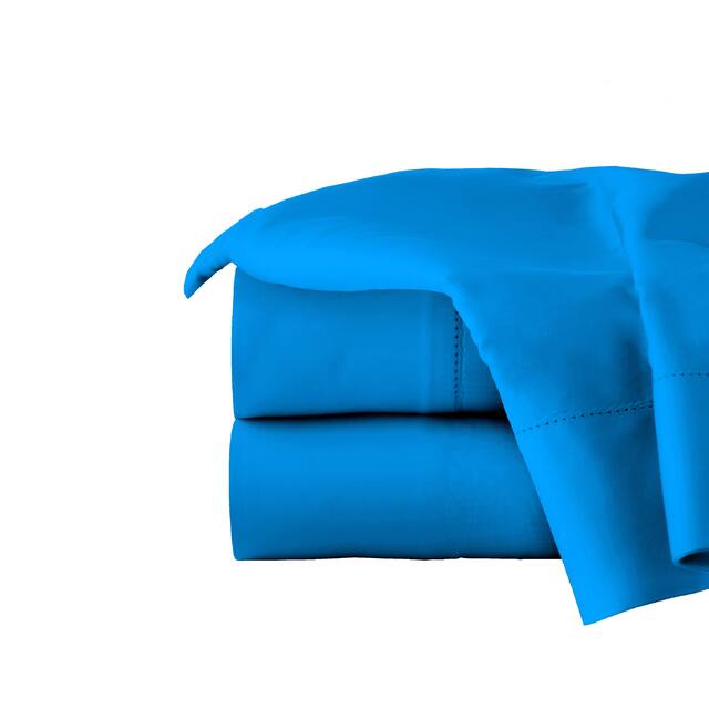 Pointehaven 410 Thread Count Cotton Oversized Bed Sheet Set - California King - Brilliant Blue