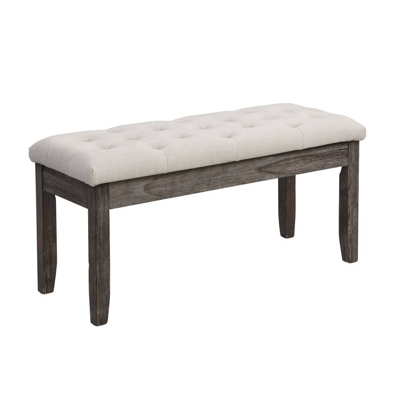 Tufted Upholstered Bench With Wood Legs, Entryway Shoe Bench Dining Bench, Beige - Beige