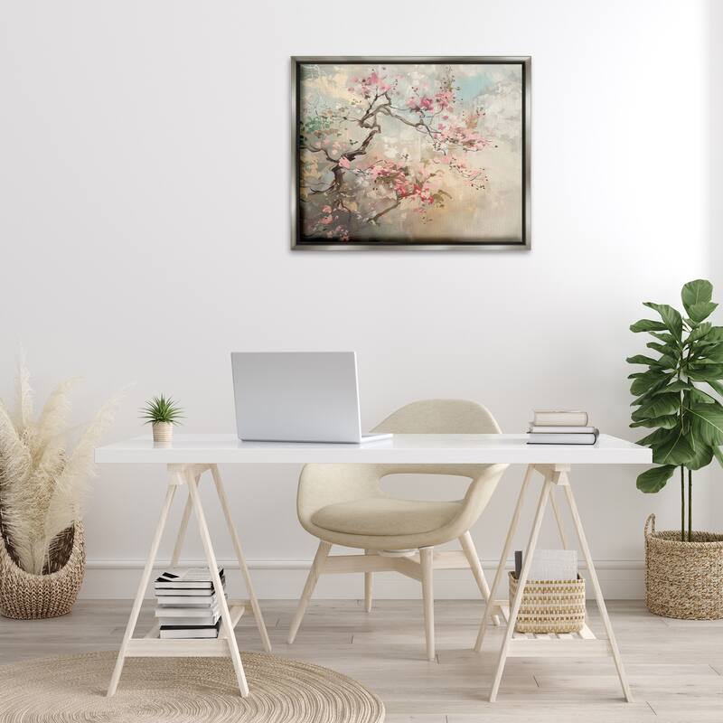 Stupell Wild Cherry Blossoms Tree Framed Floater Canvas Wall Art Design By Arlington Prints