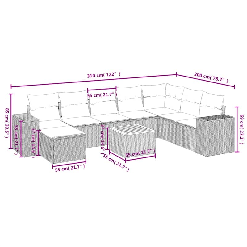 vidaXL Garden Sofa Set Black