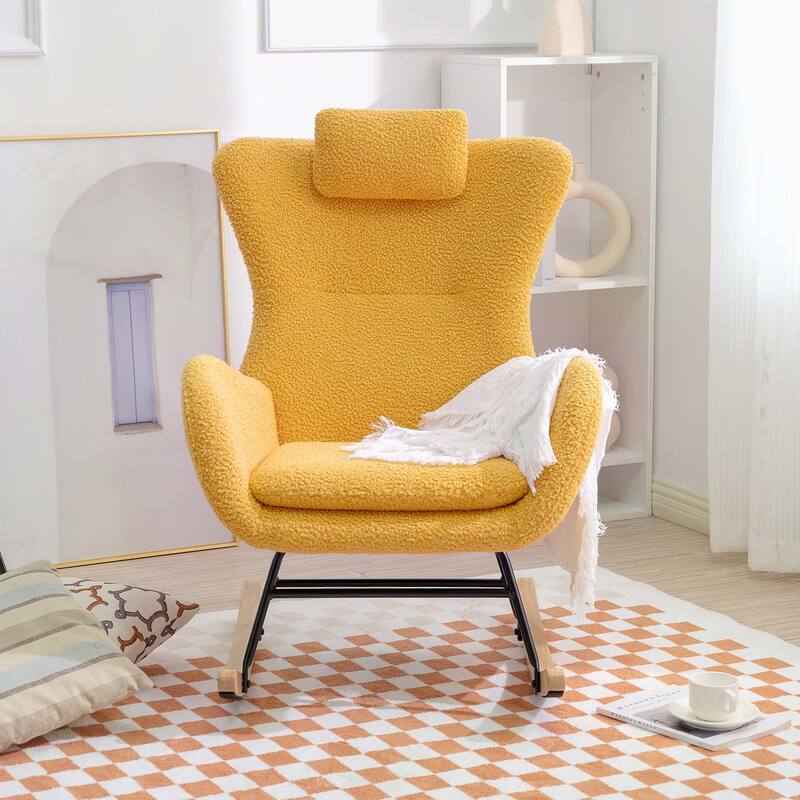 Teddy Rocker Glider Chair with High Backrest and Adjustable Headrest