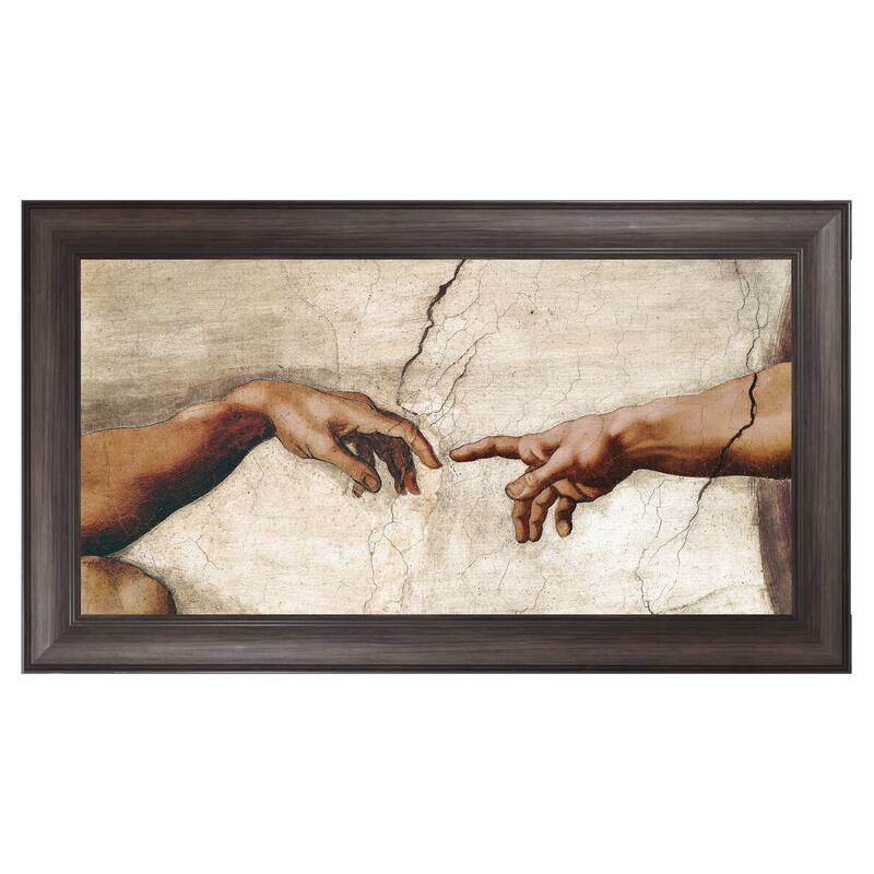 Masterpiece Art Gallery| Creation of Adam Detail by Michelangelo - Framed Canvas Art Print