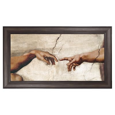 Masterpiece Art Gallery| Creation of Adam Detail by Michelangelo - Framed Canvas Art Print