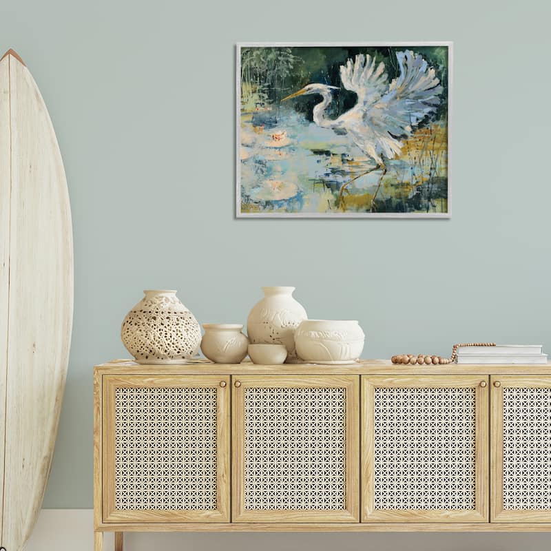 Stupell Heron with Spread Wings Framed Giclee Art Design By Dusza
