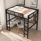 preview thumbnail 1 of 3, Full Size Loft Bed with Desk and Shelves, Sturdy Metal & MDF Frame, Black Black