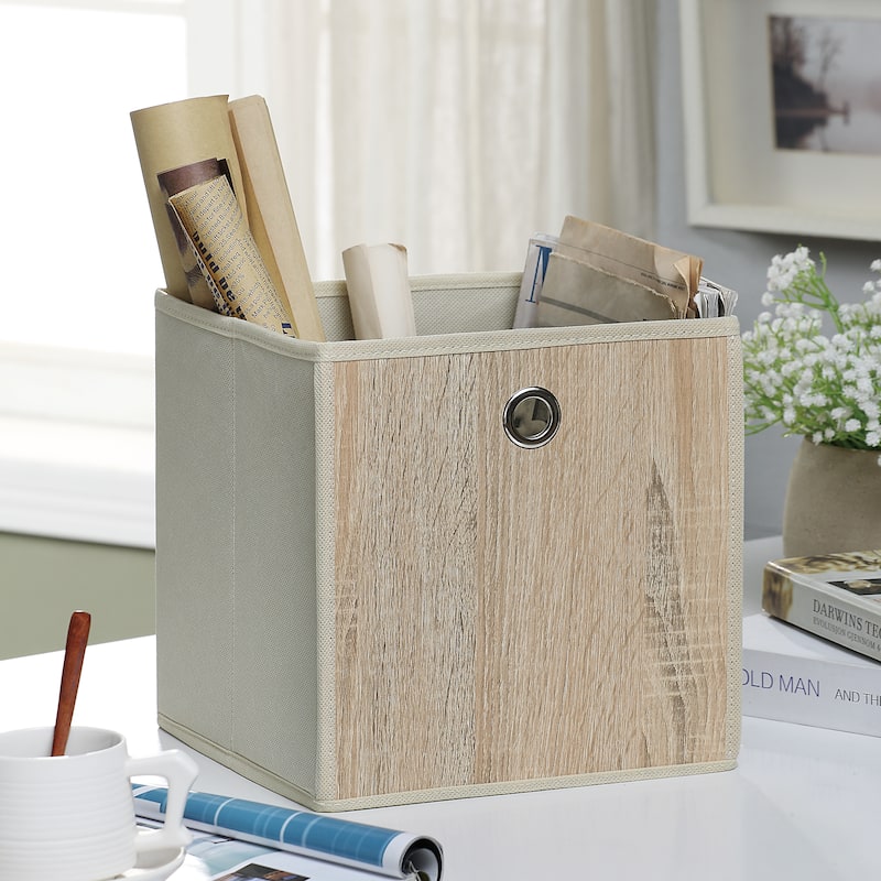 Organize It All Faux Wood Storage Cube - 10"x10"x10"