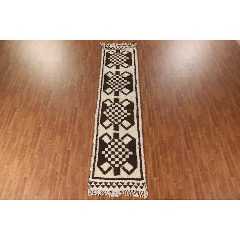 Anatolian Tribal Oriental Runner Rug Hand-knotted Wool Carpet - 3'1"x 12'9"