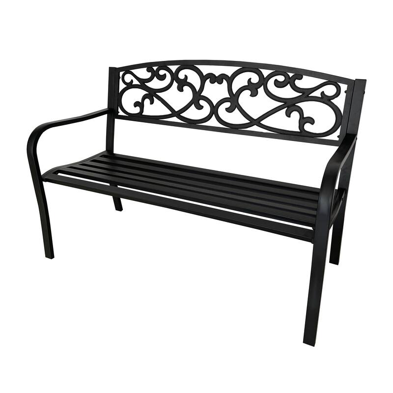 Outdoor Cast Iron Park Decorative Bench - 34.25" H x 50" W x 23.62" D