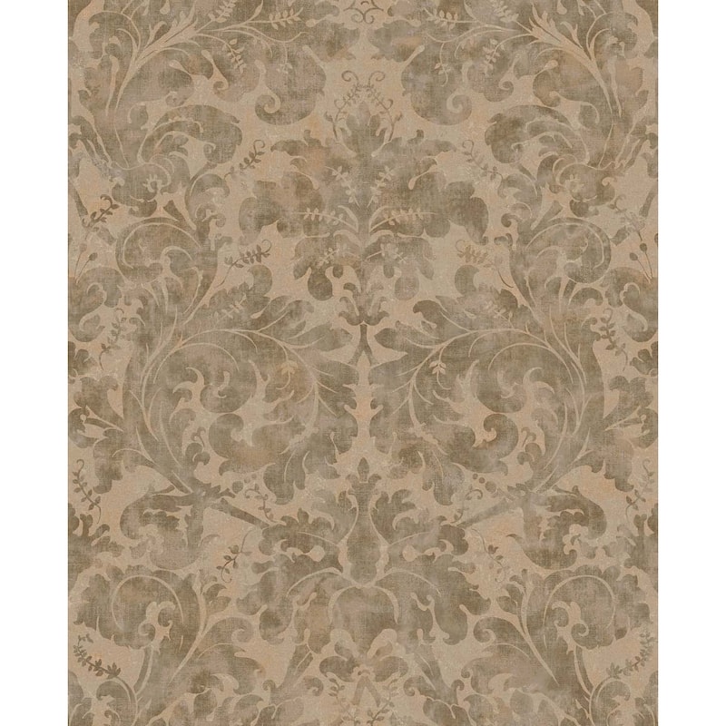 Seabrook Designs Astor Victorian Unpasted Wallpaper - 20.5 in. W x 33 ft. L - Metallic Mocha