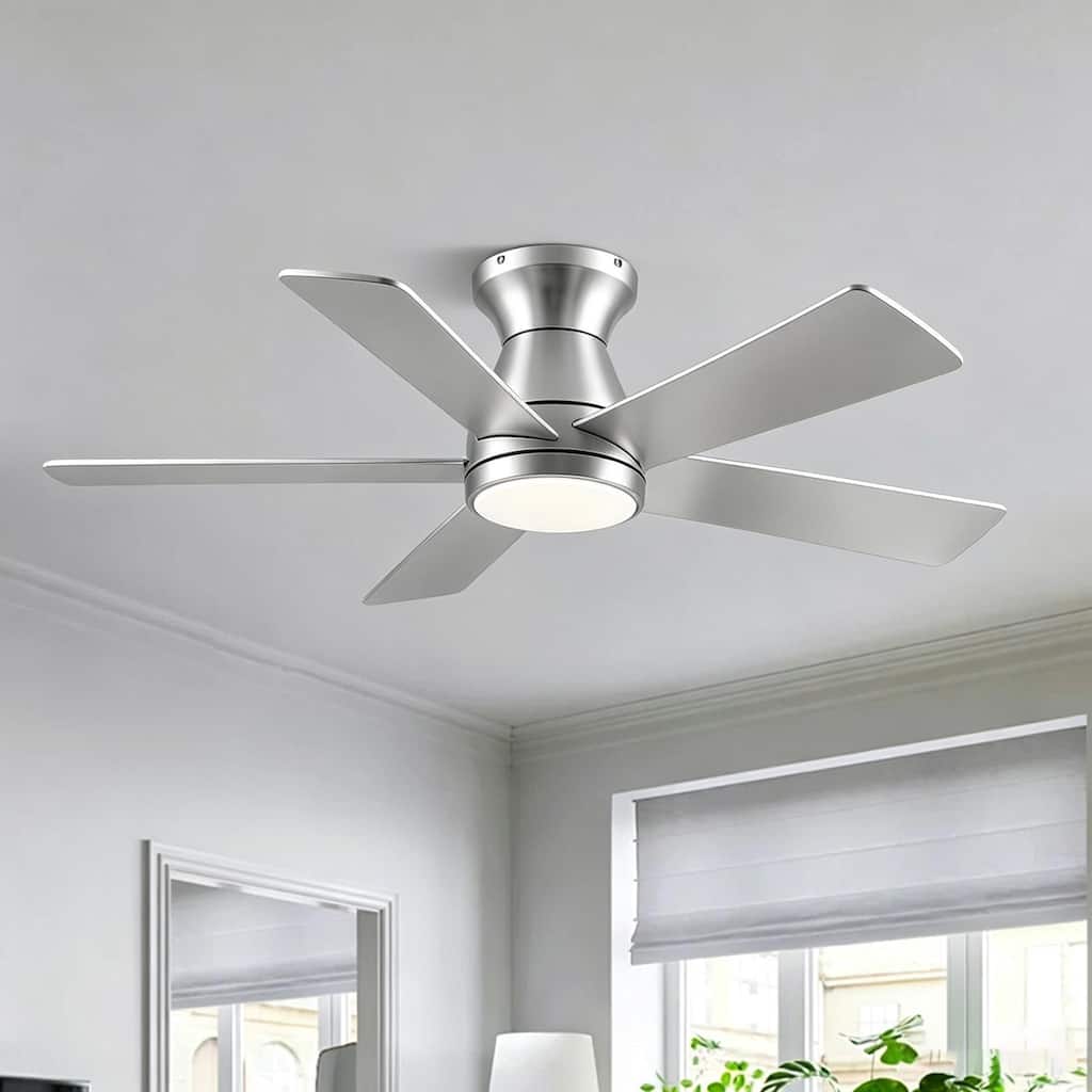46" Or 52" Flush Mount Ceiling Fan with 6 Blades,Remote and APP Control,for Bedroom,Living Room,Patio