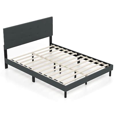 Costway Queen Size Bed Frame Linen Upholstered Platform Bed Frame with