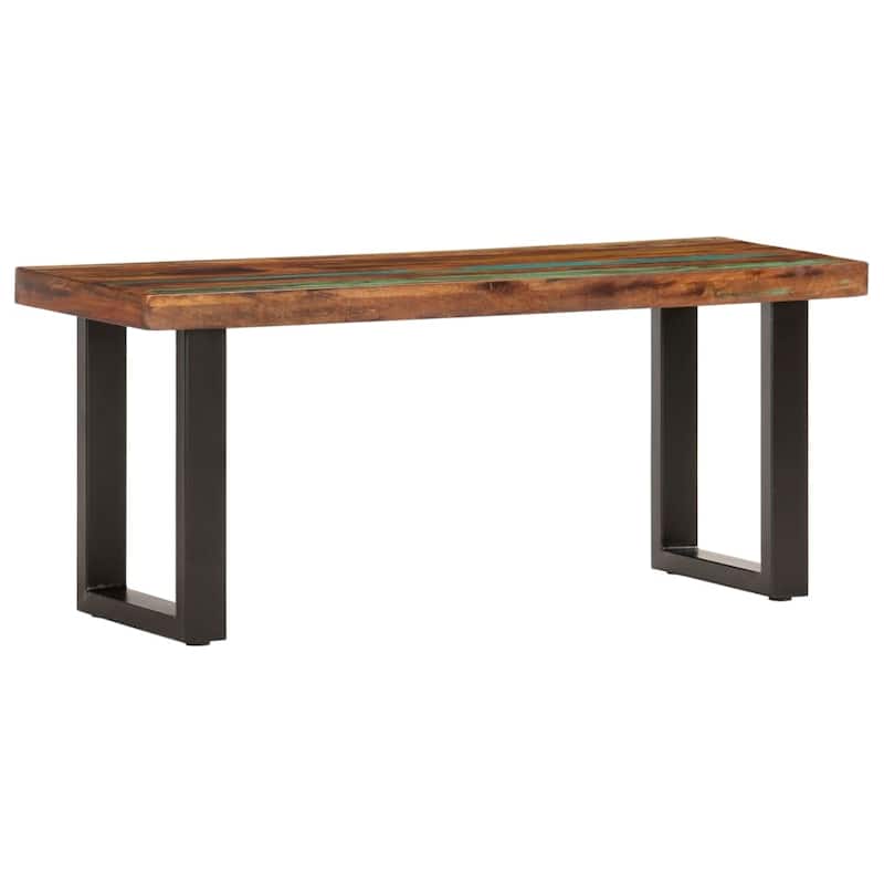 vidaXL Bench Steel Wooden Outdoor Bench 43.3"/63" Solid Mango/Reclaimed Wood