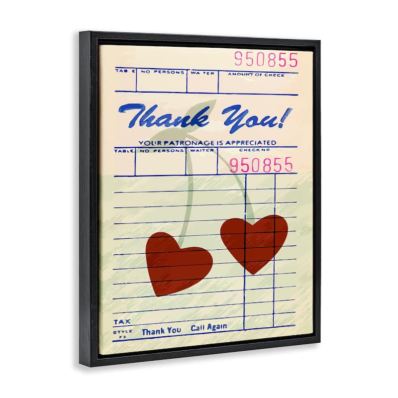 Stupell Cherries on Restaurant Check Framed Floater Canvas Wall Art Design By Lil' Rue