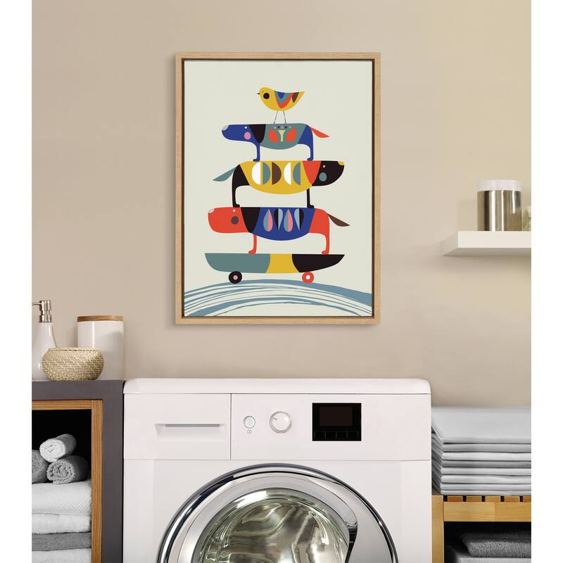 Kate and Laurel Sylvie Skate Dog Framed Canvas by Rachel Lee