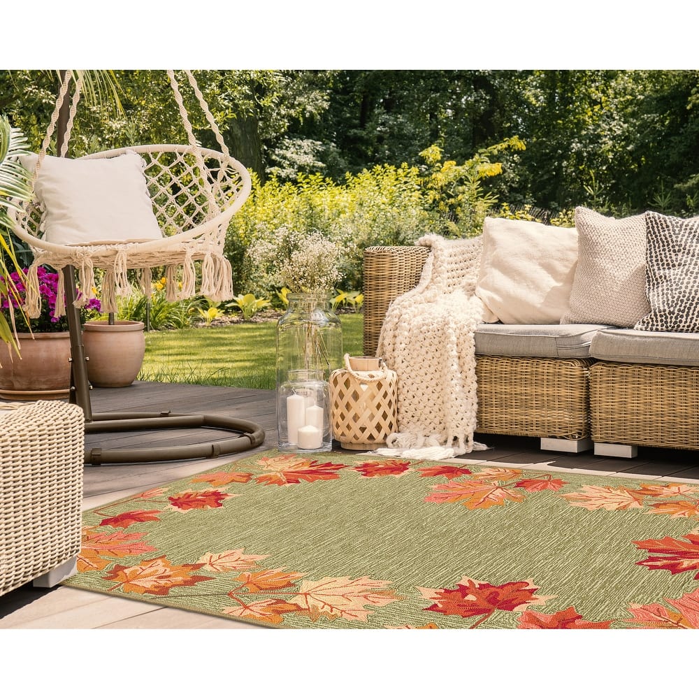 Liora Manne Ravella Falling Leaves Border Indoor/Outdoor Rug